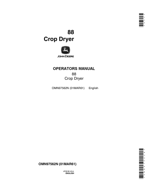 John Deere 88 Crop Dryer OMN97562N Operation and Maintenance manual PDF Download