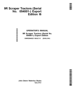 John Deere 9370R 9420R 9470R 9520R 9570R 9620R 9R Scraper Tractors OMRE584620 Operation and Maintenance manual PDF Download