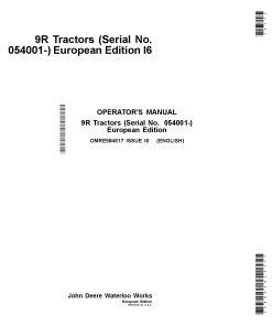 John Deere 9370R 9420R 9470R 9520R 9570R 9620R 9R Tractors European Edition OMRE584617 Operation and Maintenance manual PDF Download