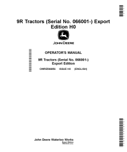 John Deere 9370R 9420R 9470R 9520R 9570R and 9620R 9R Tractors 066001 OMRE596856 Operation and Maintenance manual PDF Download