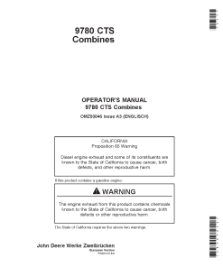 John Deere 9780 CTS Combines OMZ93046 Operation and Maintenance manual PDF Download