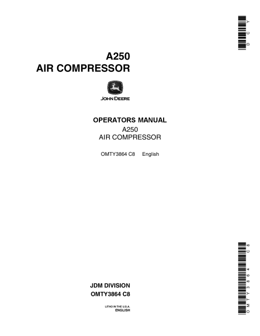 John Deere A250 Air Compressor OMTY3864 Operation and Maintenance manual PDF Download