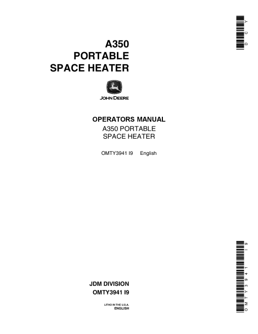 John Deere A350 Portable Space Heater OMTY3941 Operation and Maintenance manual PDF Download