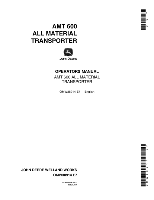 John Deere AMT 600 All Material Transporter OMW38914 Operation and Maintenance manual PDF Download