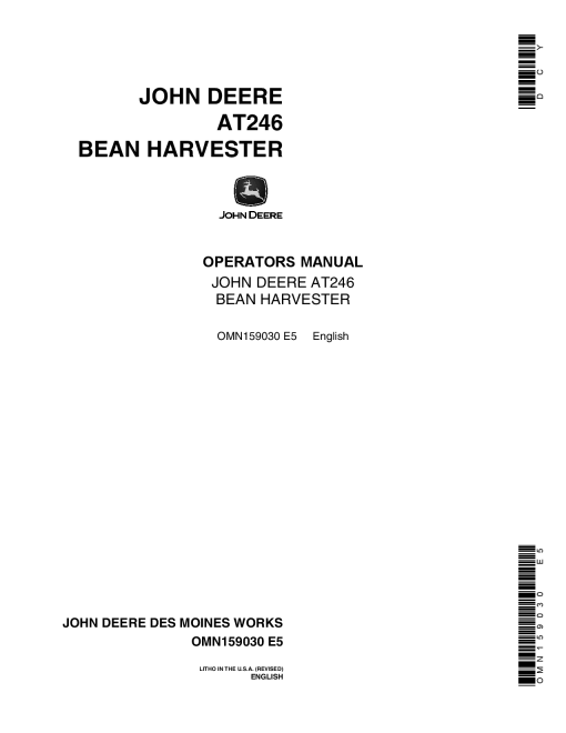 John Deere AT246 Bean Harvester OMN159030 Operation and Maintenance manual PDF Download