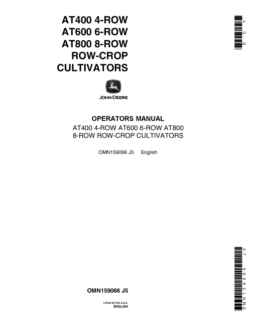 John Deere AT400 AT600 AT800 Row Crop Cultivators OMN159066 Operation and Maintenance manual PDF Download