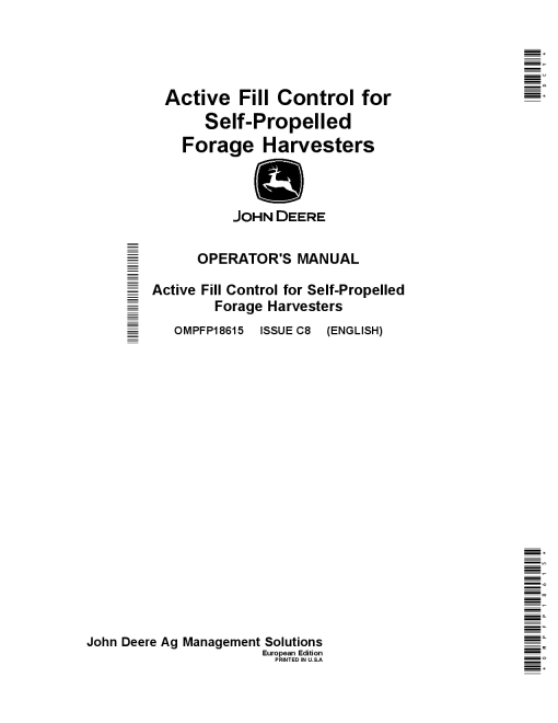 John Deere Active Fill Control for Self Propelled Forage Harvesters OMPFP18615 Operation and Maintenance manual PDF Download