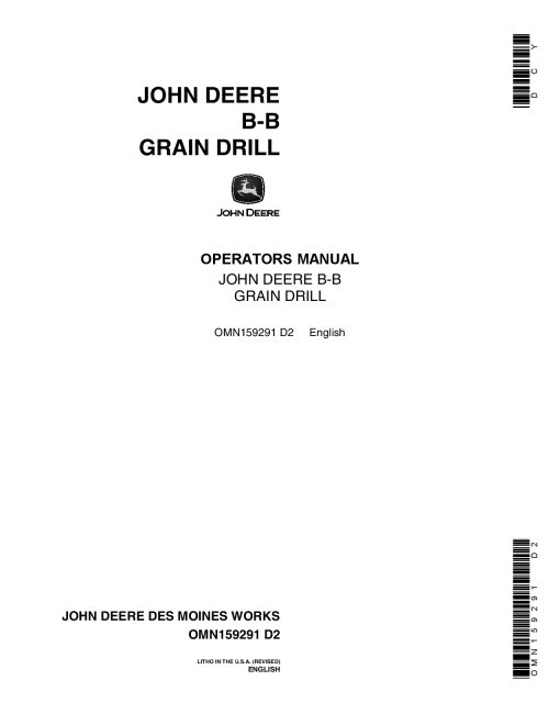 John Deere B B Grain Drill OMN159291 Operation and Maintenance manual PDF Download