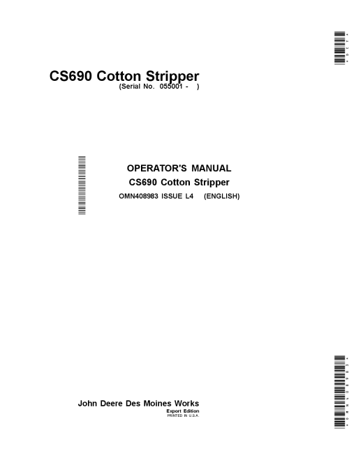 John Deere C5690 Cotton Strippers Export Edition 055000 060000 OMN408983 Operation and Maintenance manual PDF Download