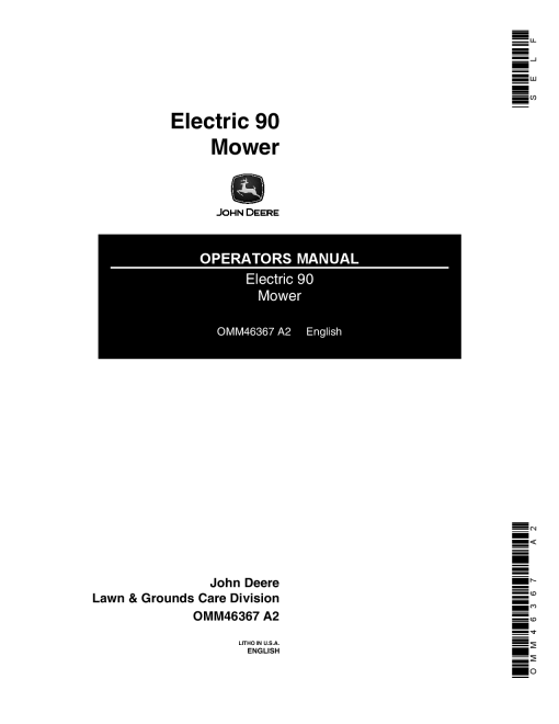 John Deere Electric 90 Riding Mower 001001 OMM46367 Operation and Maintenance manual PDF Download