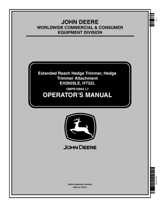 John Deere Extended Reach Hedge Trimmer Attachment 010001 OMPS10904 Operation and Maintenance manual PDF Download