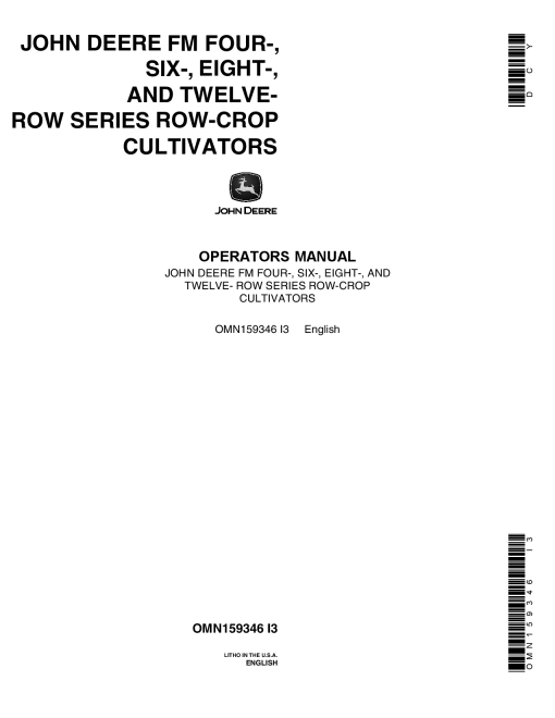 John Deere FM Series Row Crop Cultivators OMN159346 Operation and Maintenance manual PDF Download
