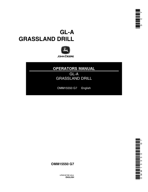 John Deere GL A Grassland Drill OMM15550 Operation and Maintenance manual PDF Download
