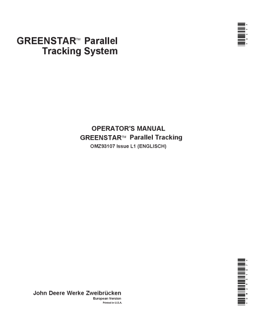 John Deere GREENSTAR PARALTRACKING SYST. ENGL OMZ93107 Operation and Maintenance manual PDF Download