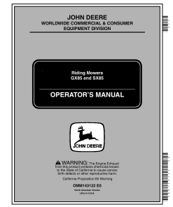 John Deere GX85 GX85 Riding Mowers OMM143122 Operation and Maintenance manual PDF Download