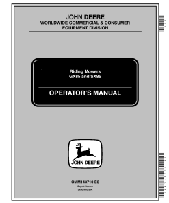 John Deere GX85 SX85 Riding Mowers OMM143710 Operation and Maintenance manual PDF Download