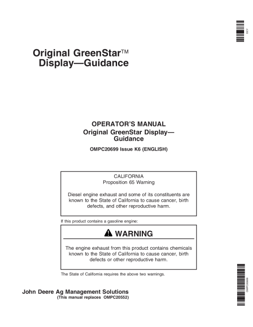 John Deere Greenstar Guidance Parallel Tracking AutoTrac Assisted Steering Systems OMPC20699 Operation and Maintenance manual PDF Download