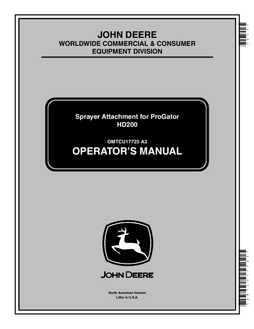 John Deere HD200 Sprayer Attachment North American Edition 030001 035100 OMTCU17725 Operation and Maintenance manual PDF Download
