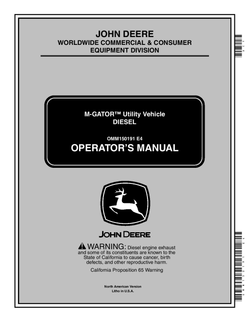 John Deere M Gator A1 North American Edition 068205 999999 OMM150191 Operation and Maintenance manual PDF Download