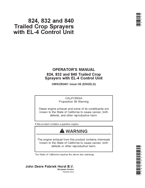 John Deere Masini de stropit tractate 724i 732i si 740i cu maneta multifunctionala MFC OMWZ82401 Operation and Maintenance manual PDF Download