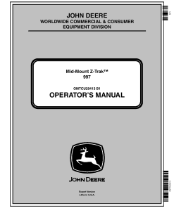 John Deere Mid Mount ZTrak 997 060001 OMTCU29413 Operation and Maintenance manual PDF Download
