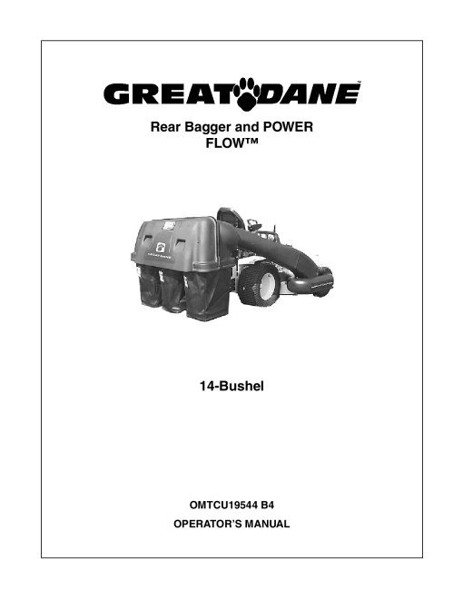 John Deere ORear Bagger Powerflow 14 Bushel MTCU19544 Operation and Maintenance manual PDF Download