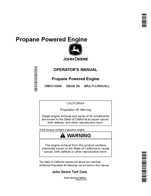 John Deere Propane Powered Engine North American Edition OMUC10340 Operation and Maintenance manual PDF Download