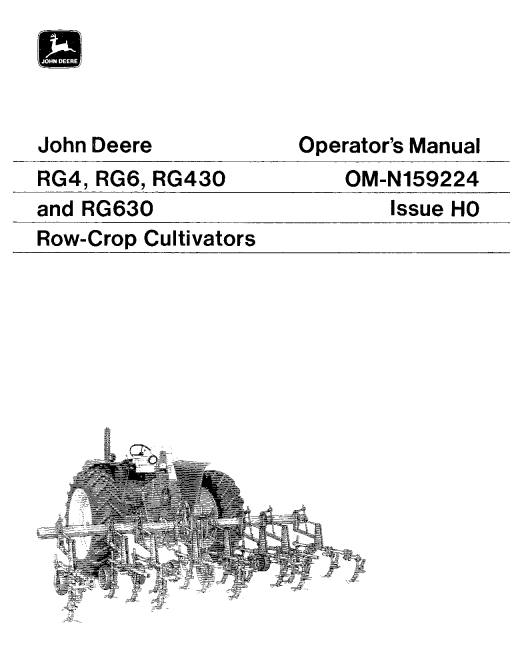 John Deere RG4 RG6 RG430 RG630 Row Crop Cultivators OMN159224 Operation and Maintenance manual PDF Download