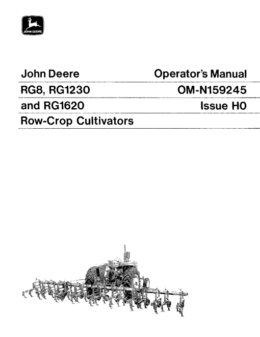 John Deere RG8 RG1230 RG1620 Row Crop Cultivators OMN159245 Operation and Maintenance manual PDF Download