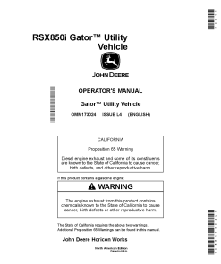 John Deere RSX850i Gator Utility Vehicle North American Edition 040001 OMM173024 Operation and Maintenance manual PDF Download