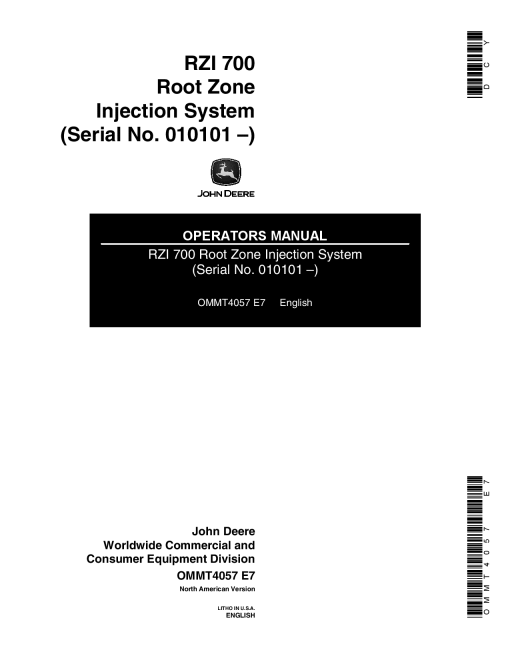 John Deere RZI700 Root Zone Injection System 010101 OMMT4057 Operation and Maintenance manual PDF Download