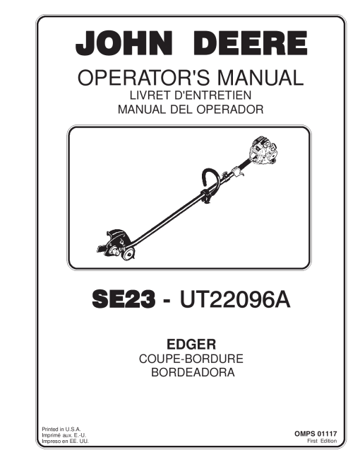 John Deere SE23 Edger UT22096A OMPS01117 Operation and Maintenance manual PDF Download