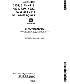 John Deere Series 300 3164 3179 4219 4239 4276 6329 6359 6414 OEM Diesel Engines OMRG16407 Operation and Maintenance manual PDF Download