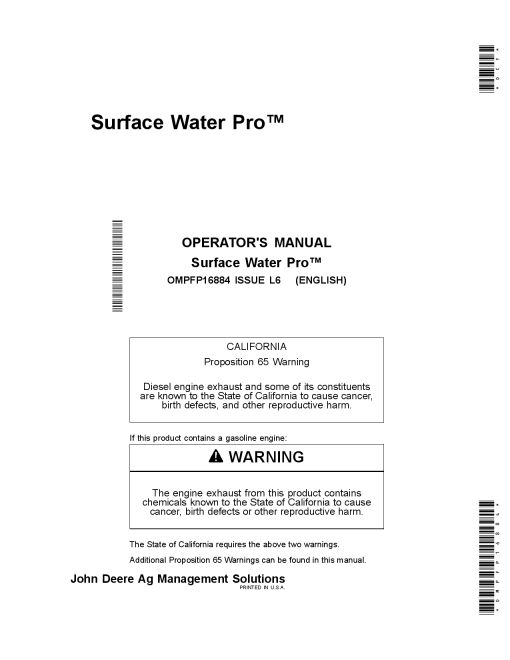 John Deere Surface Water Pro OMPFP16884 Operation and Maintenance manual PDF Download