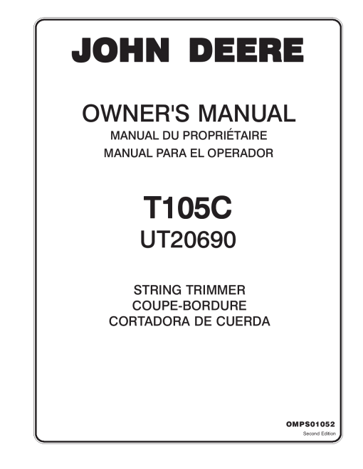 John Deere T105C String Trimmer UT20690 OMPS01052 Operation and Maintenance manual PDF Download