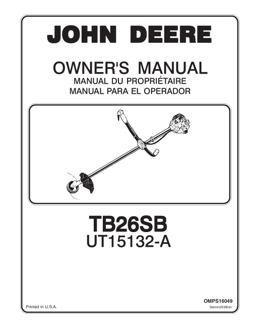 John Deere TB265B TrimmerBrushcutter OMPS16049 Operation and Maintenance manual PDF Download