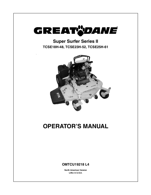 John Deere TCSE18H TCSE23H TCSEZSH Super Surfer II 010001 OMTCU19218 Operation and Maintenance manual PDF Download