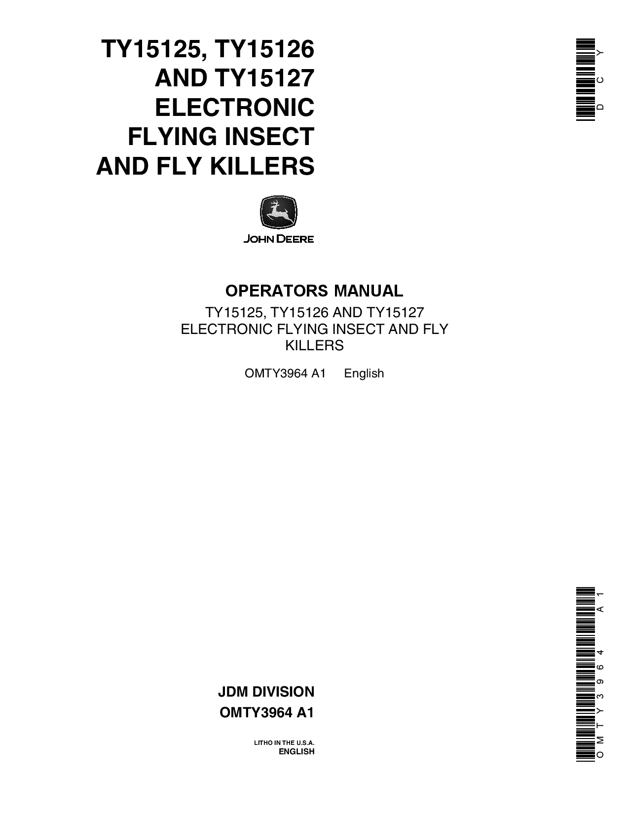 John Deere TY15125 TY15126 8 TY15127 Electronic Insect Fly Killer OMTY3964 Operation and Maintenance manual PDF Download