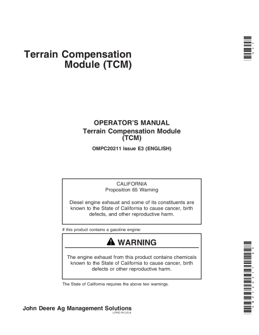 John Deere Terrain Compensation Module TCM OMPC20211 Operation and Maintenance manual PDF Download