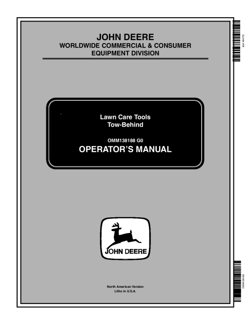 John Deere Tow Behind Lawn Care Tools Thatcherator Plug Aerator Spiker Aerator AeratorSpreader Lawn Roller OMM138188 Operation and Maintenance manual PDF Download