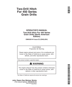 John Deere Two Drill Hitch for 450 Series Grain Drills OMN300144 Operation and Maintenance manual PDF Download