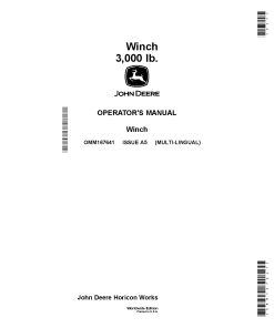 John Deere Winch 3000 lb North America Export OMM167641 Operation and Maintenance manual PDF Download