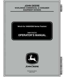 John Deere Winch for X400 X500 Series Tractors OMM147632 Operation and Maintenance manual PDF Download