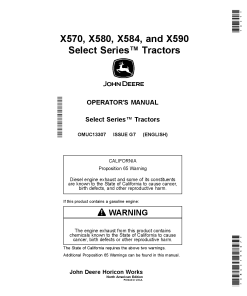John Deere X570 X580 X584 X590 Select Series Tractors OMUC13307 Operation and Maintenance manual PDF Download