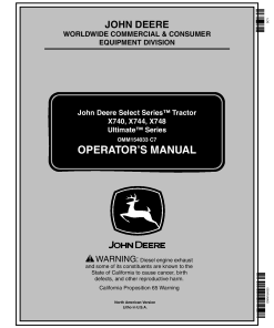 John Deere X740 X744 X748 X7485E Ultimate Select Series Tractor 010001 OMM154033 Operation and Maintenance manual PDF Download