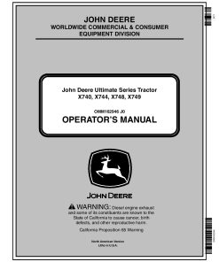 John Deere X740 X744 X748 X749 Select Series Tractor 060001 OMM162946 Operation and Maintenance manual PDF Download