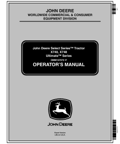 John Deere X740 X748 Select Series Tractors OMM157072 Operation and Maintenance manual PDF Download
