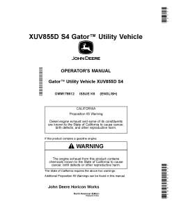 John Deere XUV855D S4 Gator Utility Vehicles OMM178612 Operation and Maintenance manual PDF Download