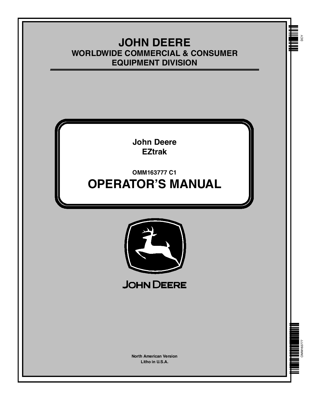John Deere Z225 Z245 Z425 Z445 Z465 Z645 Z655 EZTrak Zero Turn Mowers OMM163777 Operation and Maintenance manual PDF Download