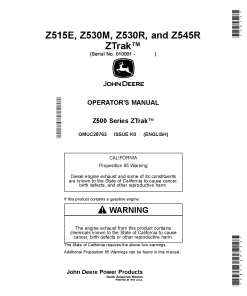 John Deere Z515E 2530M 2530R and ZS45R ZTrak Mowers 010001 OMUC28763 Operation and Maintenance manual PDF Download